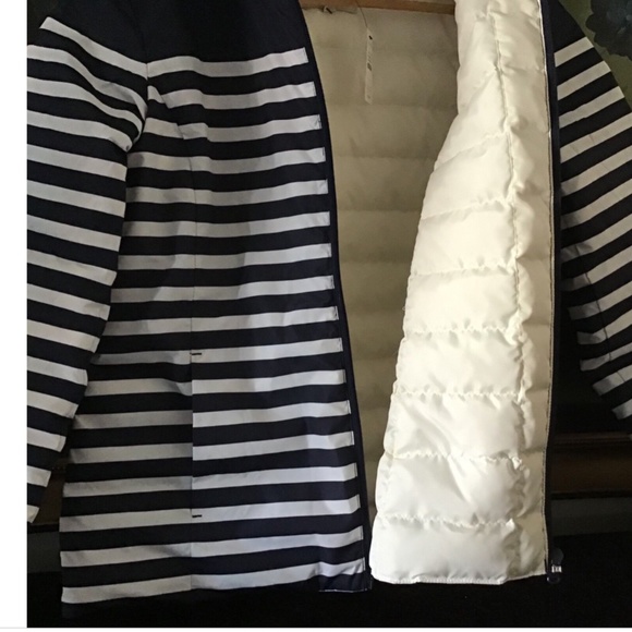 NWT Talbots Women Blue White striped Down Puffer Jacket Coat Size S XI - Picture 3 of 3